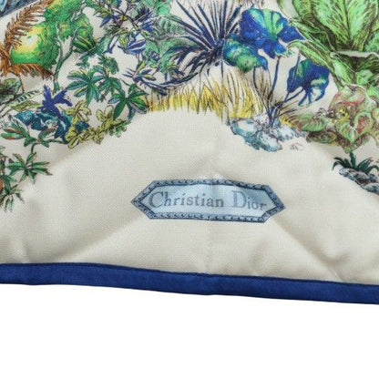 Christian DIOR Rug Mat Fabric Total Pattern Tassel Square Logo White Blue -