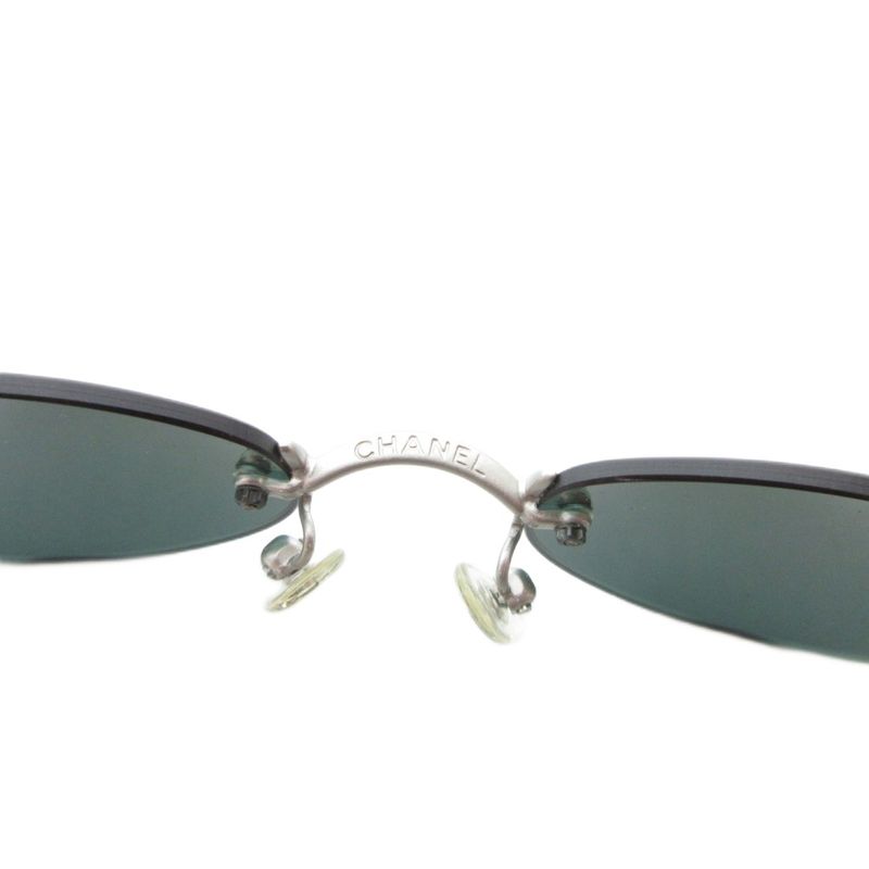Chanel 4003 Sunglasses Oval Rimless Coco Mark 53 Mouth 19 130 Dark Green C.103