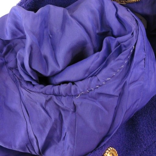 Celine Old Celine Vintage Collarless Jacket Wool Gold Button No Vent Purple 40