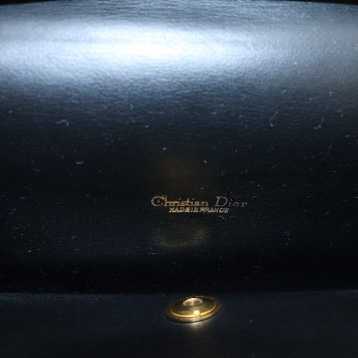 Christian DIOR Vintage Chain Shoulder Bag Clutch Diagonal Flap Leather Logo