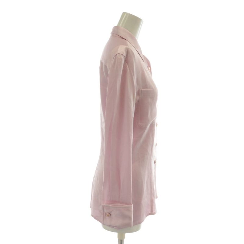 Chanel Shirt Blouse 100% Silk Long Sleeves Coco Mark Coco Button Pink XZ - GY18