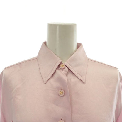 Chanel Shirt Blouse 100% Silk Long Sleeves Coco Mark Coco Button Pink XZ - GY18