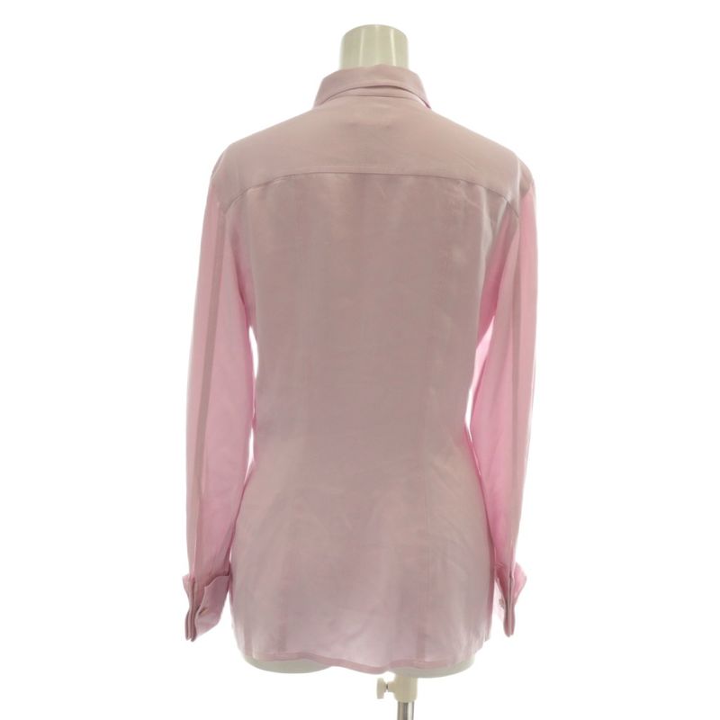 Chanel Shirt Blouse 100% Silk Long Sleeves Coco Mark Coco Button Pink XZ - GY18