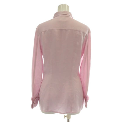Chanel Shirt Blouse 100% Silk Long Sleeves Coco Mark Coco Button Pink XZ - GY18