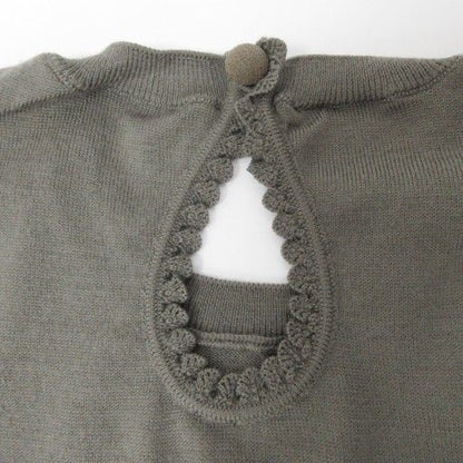 Fendi Knit Cut And Sewn Logo Plate Wool Short Sleeves 42 Approx M Gray Ibo84