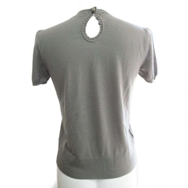 Fendi Knit Cut And Sewn Logo Plate Wool Short Sleeves 42 Approx M Gray Ibo84