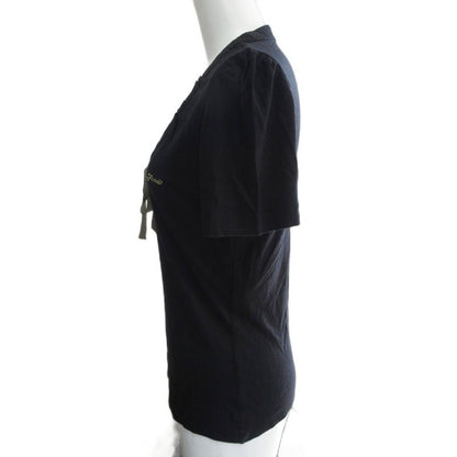 Fendi Cut And Sewn Written Logo Embroidered Ribbon Lamé Glitter Short Sleeves