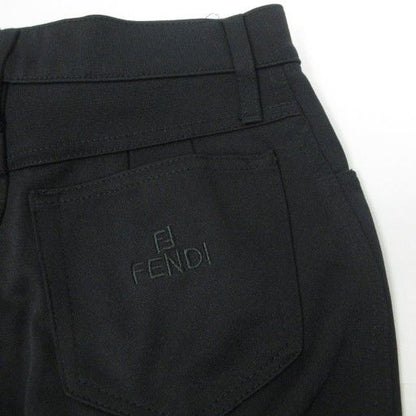 Fendi Jeans Nylon Skinny Pants Stretch Logo Button 27 Black Ibo84