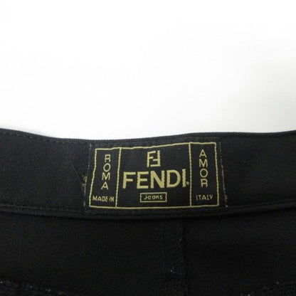 Fendi Jeans Nylon Skinny Pants Stretch Logo Button 27 Black Ibo84