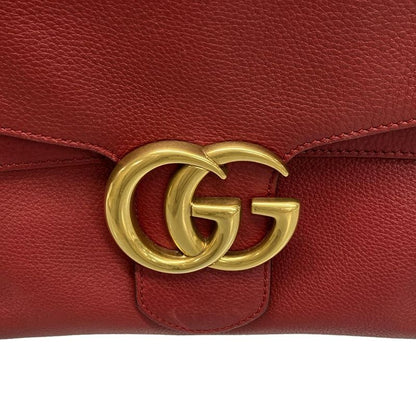 Gucci Shoulder Bag GG Marmont 401173 Red Leather