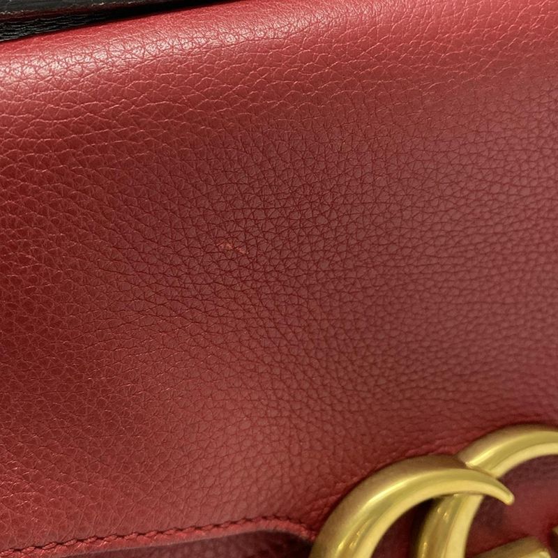Gucci Shoulder Bag GG Marmont 401173 Red Leather