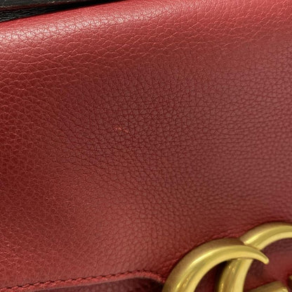 Gucci Shoulder Bag GG Marmont 401173 Red Leather