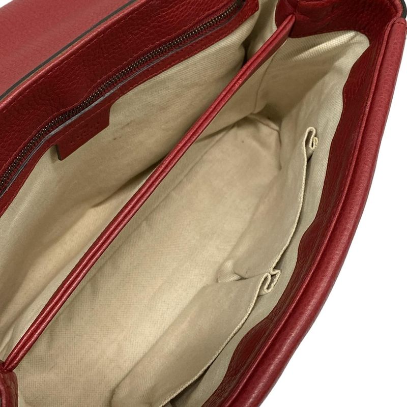 Gucci Shoulder Bag GG Marmont 401173 Red Leather