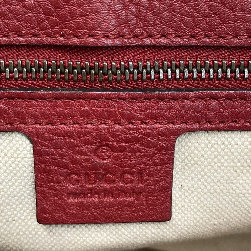 Gucci Shoulder Bag GG Marmont 401173 Red Leather