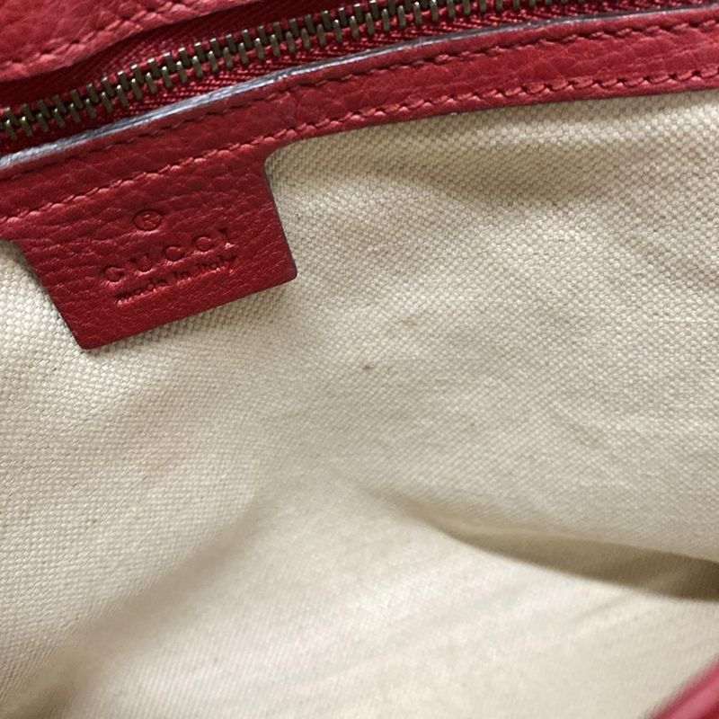 Gucci Shoulder Bag GG Marmont 401173 Red Leather