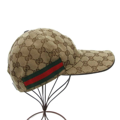 Gucci Baseball Cap Hat GG Canvas Sherry Line Total S 57 Brown JS - GY18