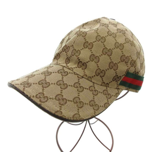 Gucci Baseball Cap Hat GG Canvas Sherry Line Total S 57 Brown JS - GY18