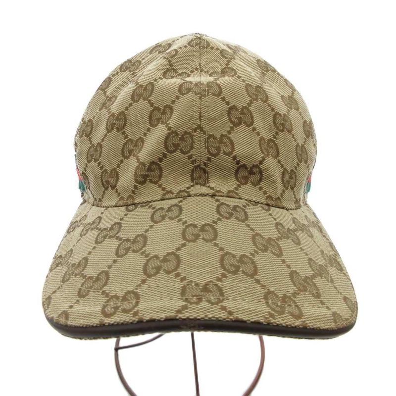 Gucci Baseball Cap Hat GG Canvas Sherry Line Total S 57 Brown JS - GY18