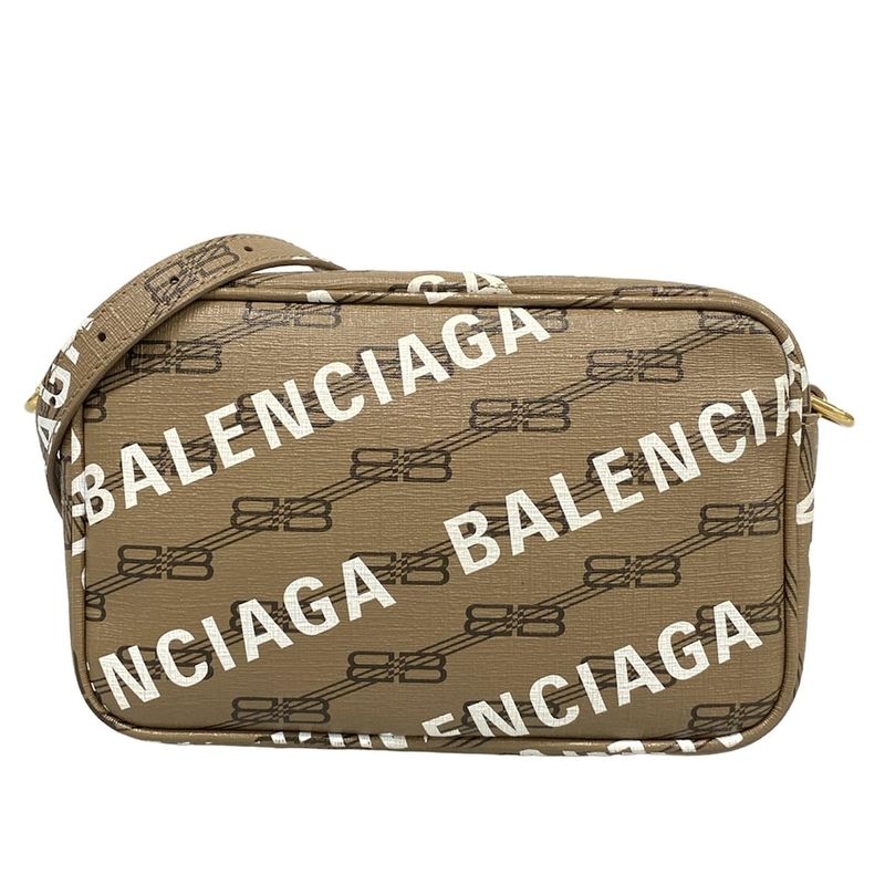 Balenciaga Shoulder Bag Bbmonogram Camera Bag 702701 Beige Dark Brown And White