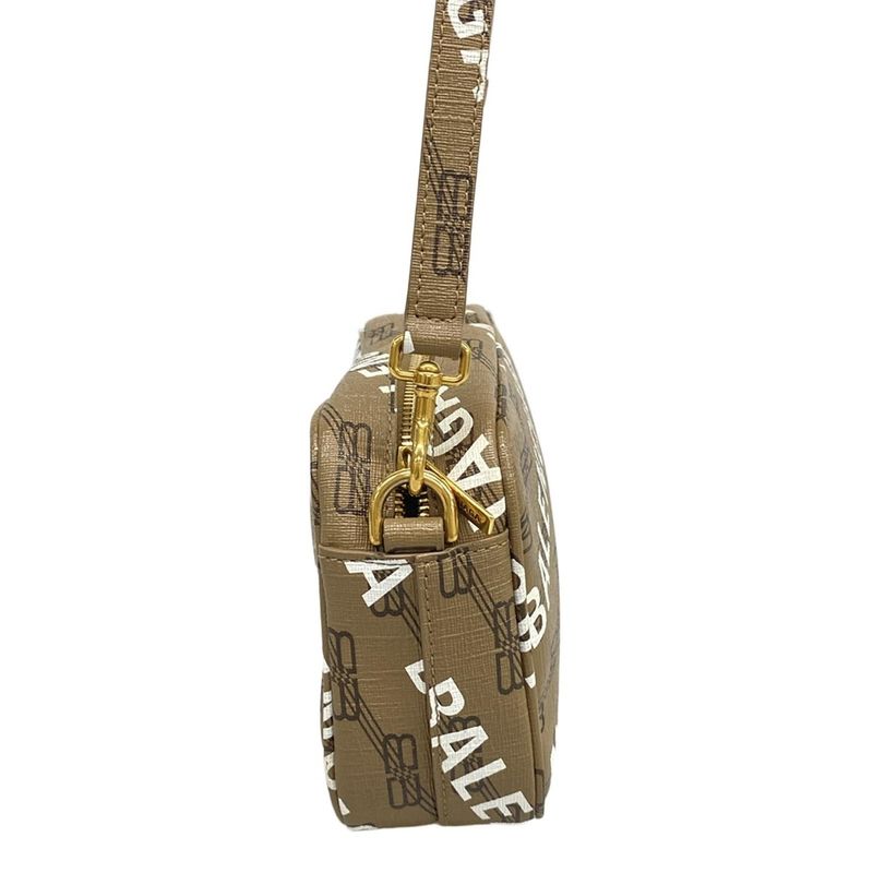 Balenciaga Shoulder Bag Bbmonogram Camera Bag 702701 Beige Dark Brown And White