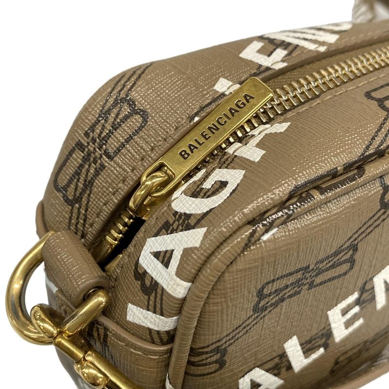 Balenciaga Shoulder Bag Bbmonogram Camera Bag 702701 Beige Dark Brown And White