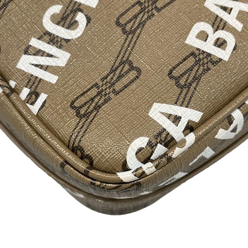 Balenciaga Shoulder Bag Bbmonogram Camera Bag 702701 Beige Dark Brown And White