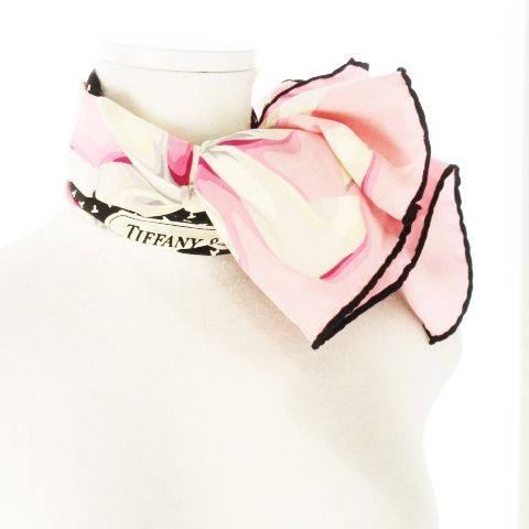 Tiffany & Co Tiffany & CO T Design Scarf Square Large Silk Logo Ribbon T