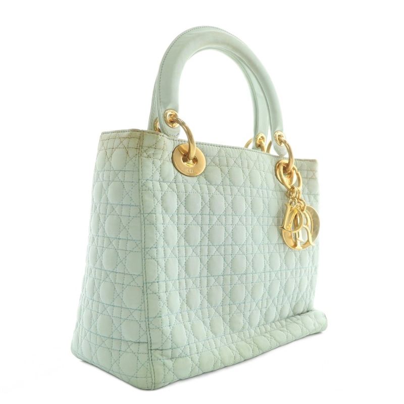 Christian DIOR Lady Dior LADY DIOR Cannage Handbag Nylon Quilted Logo Charm