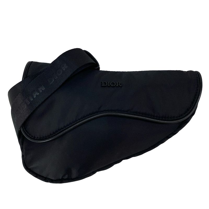 DIOR Christian Dior Shoulder Bag Saddle Bag Black Mini Bag Leather