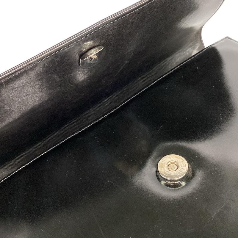 Chanel Handbag - Black Coco Mark Chain Handle Silver Hardware Leather