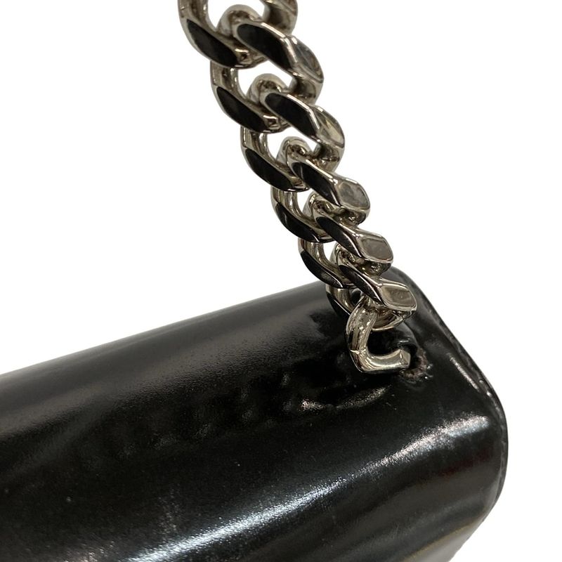 Chanel Handbag - Black Coco Mark Chain Handle Silver Hardware Leather