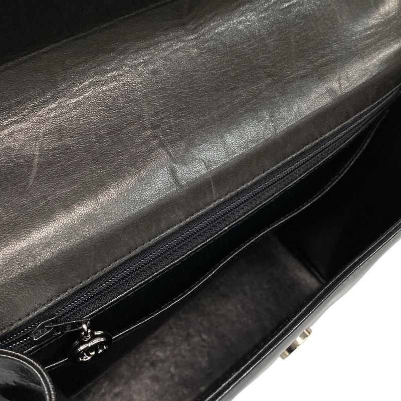 Chanel Handbag - Black Coco Mark Chain Handle Silver Hardware Leather