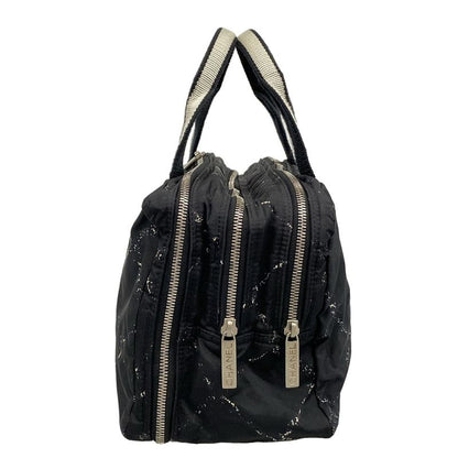 Chanel Handbag Old Travel Line Black And White Silver Hardware