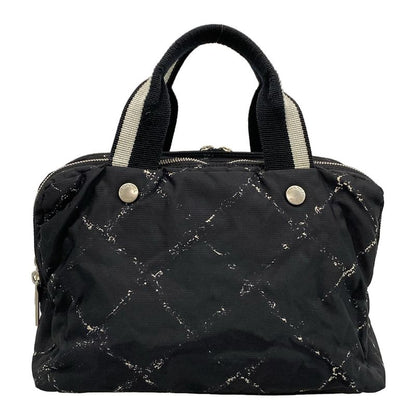 Chanel Handbag Old Travel Line Black And White Silver Hardware