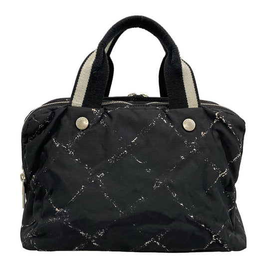Chanel Handbag Old Travel Line Black And White Silver Hardware