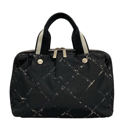 Chanel Handbag Old Travel Line Black And White Silver Hardware