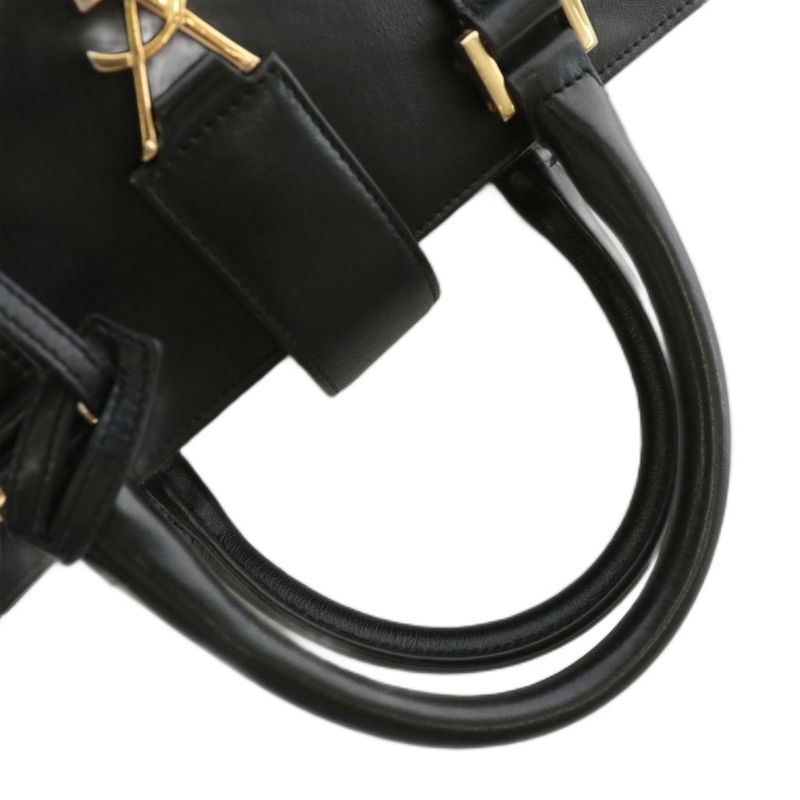 Saint Laurent Paris Baby Cabas Handbag Shoulder 2WAY Leather YSL Logo Gold