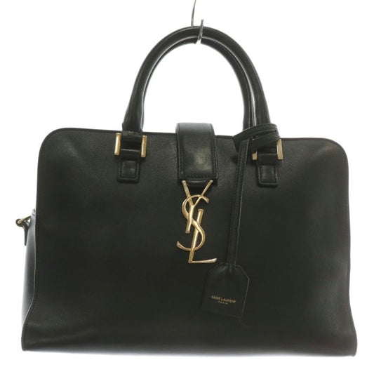 Saint Laurent Paris Baby Cabas Handbag Shoulder 2WAY Leather YSL Logo Gold