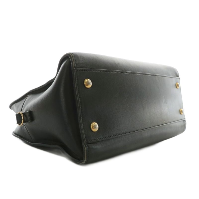 Saint Laurent Paris Baby Cabas Handbag Shoulder 2WAY Leather YSL Logo Gold