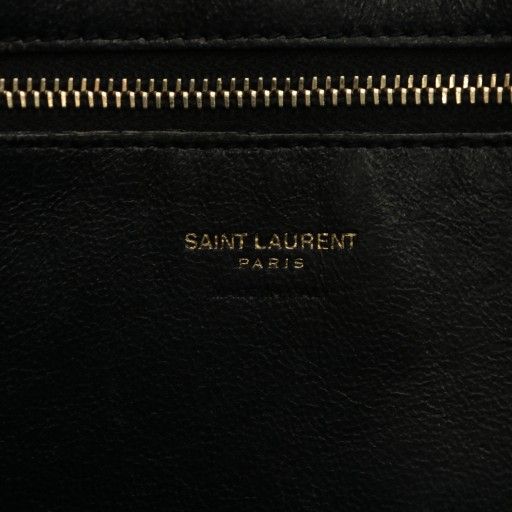 Saint Laurent Paris Baby Cabas Handbag Shoulder 2WAY Leather YSL Logo Gold