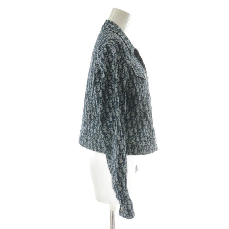 Christian DIOR Boutique Trotter Denim Jacket G Jean Jeans Oblique Logo Total