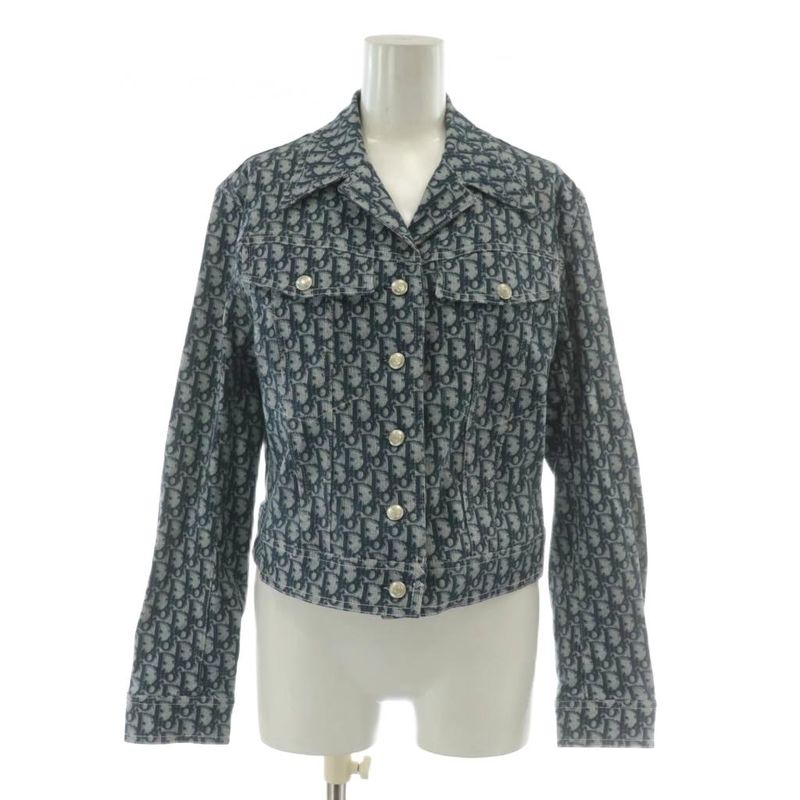 Christian DIOR Boutique Trotter Denim Jacket G Jean Jeans Oblique Logo Total