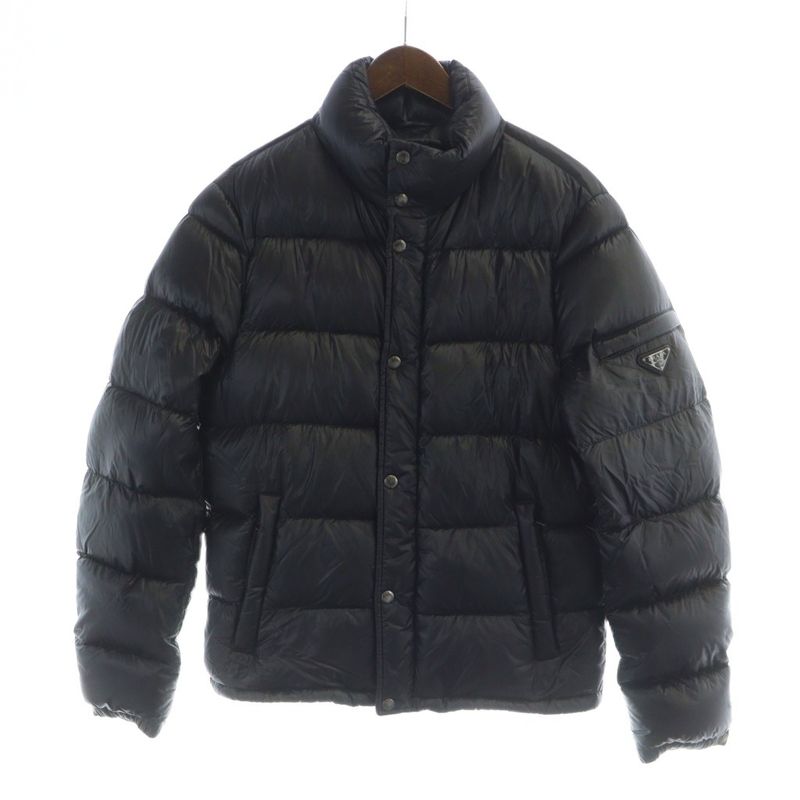 Prada Sgj258 Down Jacket Zip Up Triangle Plate Logo 46 M Black - GY18 MQ