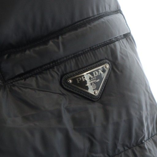 Prada Sgj258 Down Jacket Zip Up Triangle Plate Logo 46 M Black - GY18 MQ