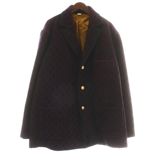 Gucci 20SS GG Jacquard Chester Coat Tailored Jacket Outerwear Wool Mid Backless