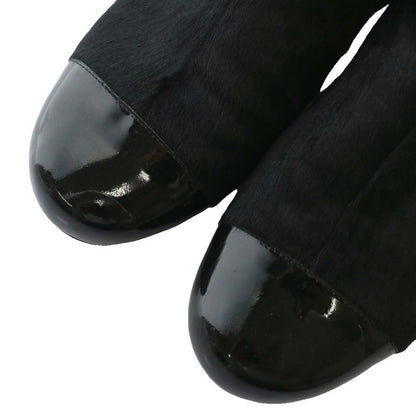 Chanel Long Boots Halaco Enamel Round Toe Side Zip Coco Mark 36 23cm (9.06in)