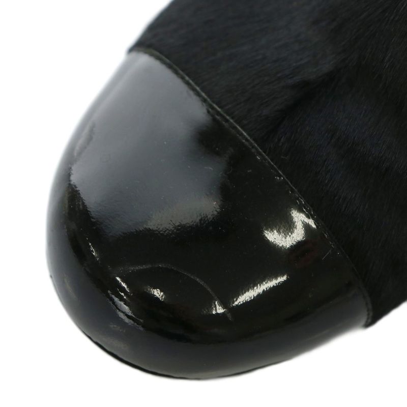 Chanel Long Boots Halaco Enamel Round Toe Side Zip Coco Mark 36 23cm (9.06in)