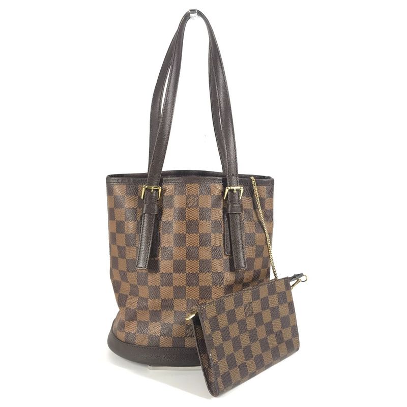 Louis Vuitton Shoulder Bag Marais With Pouch N42240 Damier Canvas Ebène Brown