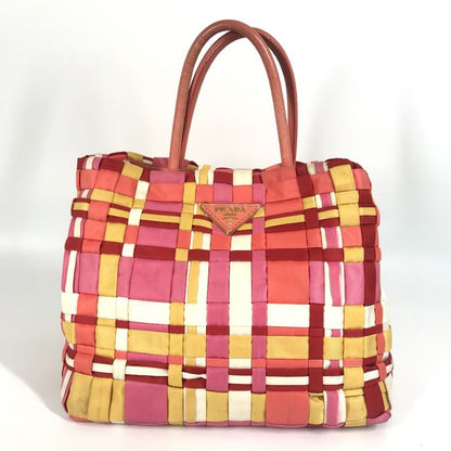 Prada Handbag Triangle Logo Triangle Logo Plate Nylon Pink