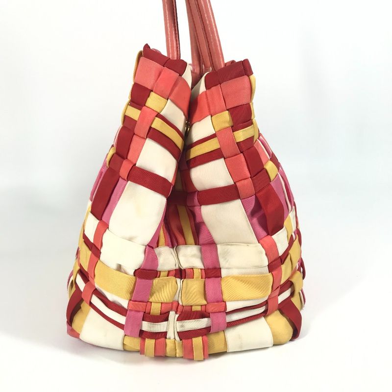 Prada Handbag Triangle Logo Triangle Logo Plate Nylon Pink